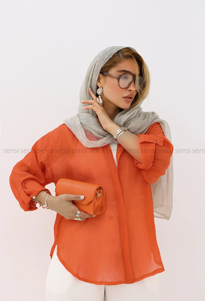 شومیز شیشه ای دکمه مخفی کد1005936